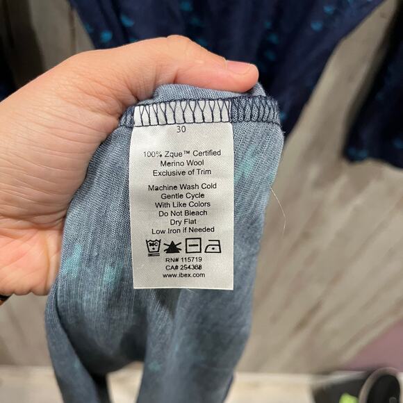 Ibex *FLAW Ferryn Dark Navy Merino Wool A-Line Wrap Dress Size S Women's V Neck - Picture 7 of 10